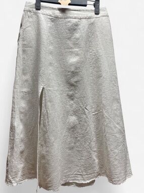 Zara ivory and Black Midi Skirt with Front Slit